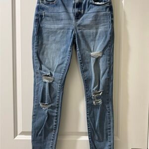 Stylish Women's Distressed Blue Skinny Jeans